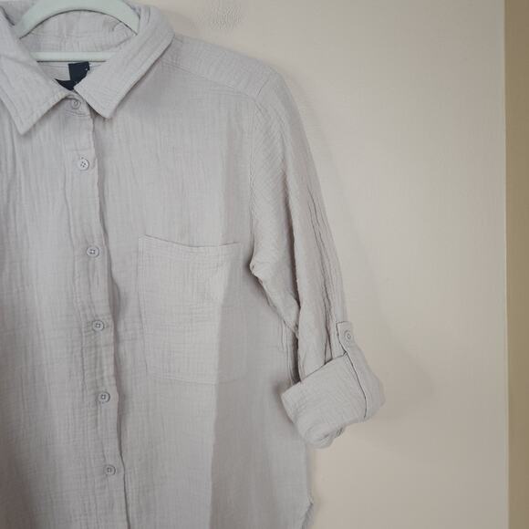 Bobi Long Sleeve Button Down Shirt in Tan Size S - Picture 3 of 9